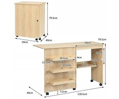 Promotions Sulankstomas rašomasis stalas ir spintelė, 118.5x40x79.5 cm, natūralios spalvos