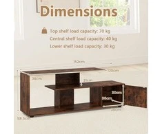 Promotions TV stovas, 152x38x58,5 cm, baltas