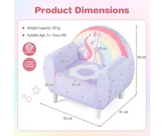 Sofa Promotions Vaikiškas fotelis, vienaragio dizainas, 55x41x54 cm, violetinis