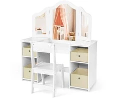 Promotions Vaikiškas tualetinis staliukas ir kėdžių komplektas, 104,1x40,6x116,8 cm, rožinė ir balta