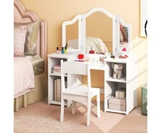 Promotions Vaikiškas tualetinis staliukas su kėdute, stalo matmenys 104.1x40.6x116.8 cm, kėdės matmenys 31.8x30.5x64.8 cm, balta spalva