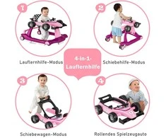 Promotions Vaikiškas vaikštynė, sulankstoma 4 viename, reguliuojamas aukštis, 73x61x55,5 cm, violetinė