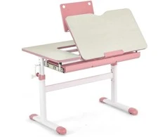 Promotions Vaikų rašomasis stalas, aukštis reguliuojamas, su pasvirusiu stalviršiu ir knygų stovu, 81.3x52.1x81.3-102.9 cm, mėlynas