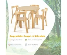 Promotions Vaikiškas stalas ir kėdžių komplektas, 60x60x50 cm, natūralus