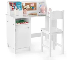 Promotions Vaikiškas rašomasis stalas ir kėdžių komplektas, 90x45x85,5 cm, 29x29x74 cm, baltas