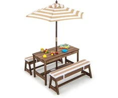Kelioninis Promotions Vaikiškas stalas ir suoliukų komplektas, 89x28x47,5 cm, rudas