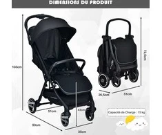 Promotions Vežimėlis, itin kompaktiškas skėtinis, 97x49x103 cm, juodas
