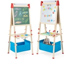 Promotions Vaikiška molbertas, reguliuojamas dvispusis, 44,5x40,6x101,6-125,7 cm, natūrali mėlyna