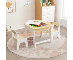 Promotions Vaikiškas stalas ir kėdžių rinkinys, 61x61x49,5 cm, natūrali balta