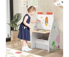 Promotions Vaikiška molbertas ir žaidimų stotis, 54x59x147 cm, pilka