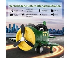Promotions Elektrinis vaikiškas automobilis, Lėktuvo dizainas, 124x100x62 cm, Žalia Geltona