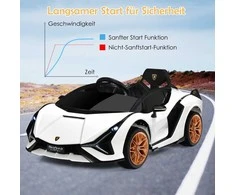 Promotions Vaikiškas elektrinis automobilis, Lamborghini, 108x64x41 cm, baltas