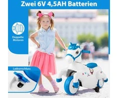 Promotions Vaikiškas elektrinis motociklas, 68x38x57 cm, mėlynas ir baltas