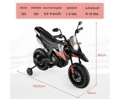Promotions Elektrinis vaikiškas motociklas, licencijuotas Aprilia, 106,5x56x80 cm, baltas