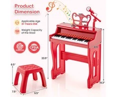 Promotions Vaikiškas pianino klaviatūra, 40.9x22.9x45.5 cm, juoda