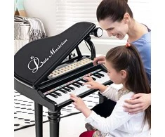 Promotions Vaikiškas pianino klaviatūros komplektas su taburete ir mikrofonu, 35,6x30,5x54,6 cm, juodas