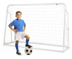 Promotions Vaikiški futbolo vartai su atmušimo tinkleliu, 187x60x102-122,5 cm, balti