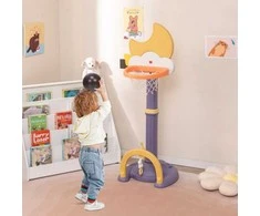 Promotions Vaikiškas krepšinio lankas, 56x50x114-152 cm, baltas ir geltonas