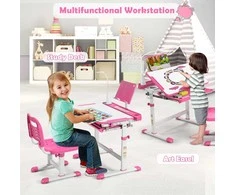 Promotions Vaikiškas mokymosi stalas ir kėdžių rinkinys, 71,1x52,1x52,1-78,7 cm stalas, 45,7x36,8x63,5-77,5 cm kėdė, rožinė