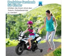 Promotions Baterijomis varomas policijos motociklas, 110x82,5x63 cm, baltas