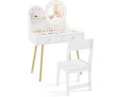 Promotions Vaikų persirengimo staliukas ir kėdžių rinkinys, 69,9x34,3x101,6 cm, rožinė balta