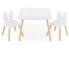 Promotions Vaikiškas stalas ir kėdžių rinkinys, 62.2x62.2x43.2 cm, baltas