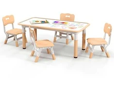 Promotions Vaikiškas stalas su kėdėmis, 119,4x59,7x48-60 cm, žalia/natūrali/rožinė