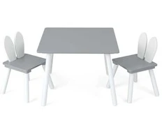 Promotions Vaikiškas stalas ir kėdžių komplektas, 62x62x43 cm, pilkas