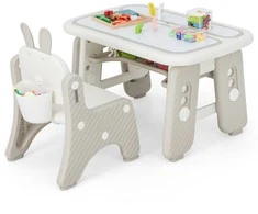 Promotions Vaikiškas stalas ir kėdžių komplektas, 80x49,5x44,5-54,6 cm, pilkas