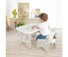 Promotions Vaikiškas stalas ir kėdžių komplektas, 80x49,5x44,5-54,6 cm, pilkas
