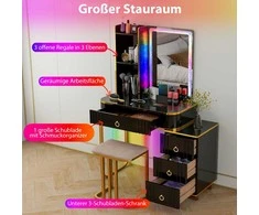 Promotions Kosmetinis staliukas su LED apšvietimu, 80x40x137 cm, juodas