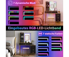 Promotions Kosmetinis staliukas su LED apšvietimu, 80x40x137 cm, juodas