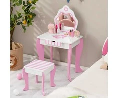 Promotions Kosmetinis staliukas su taburete, 49x34x86,5 cm, rožinė ir balta