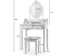 Promotions Kosmetinis tualetinis staliukas su LED veidrodžiu ir taburete, 36x27x43 cm