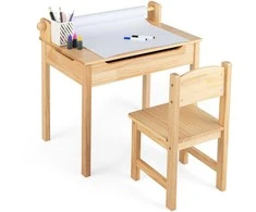 Promotions Vaikiškas veiklos stalas ir kėdžių rinkinys, 66x39.4x58.4 cm, natūralios spalvos