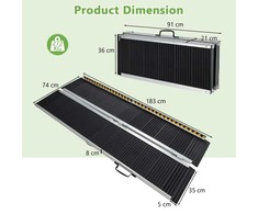 Promotions Nešiojama aliuminio neįgaliojo vežimėlio rampa su pereinamuoju plokštumu, 182,9 cm, sidabrinė ir juoda