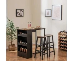 Promotions Virtuvės stalo komplektas, 91.5x49x91.5 cm, kaimiško rudo, juodos spalvos