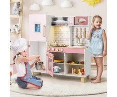 Promotions Vaikiška medinė žaidimų virtuvėlė, 92x30x98 cm, rožinė
