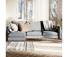 Customform Kampinė sofa, POSH L WOOD, 0.89x2.1x0.9 m, Platininė pilka