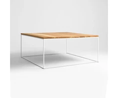 Customform Kavos staliukas, TENSIO SOLID WOOD, 100x100 cm, Baltas