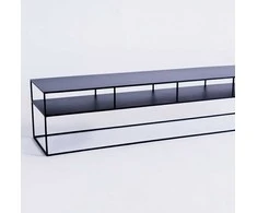 Customform RTV stalas, TENSIO 2 AUKŠTŲ METALAS, 200x45 cm, Juoda