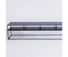Customform RTV stalas, TENSIO 2 AUKŠTŲ METALAS, 200x45 cm, Juoda