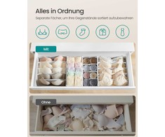 SONGMICS stalčių organizatorių rinkinys, 8 vnt., lankstomos pertvaros apatiniams, biustonams ir kojinėms, balti, RUS008W01