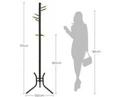 Songmics Drabužių kabykla su kabliukais RCR028B01, juoda