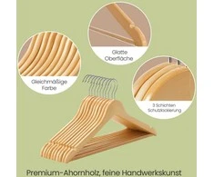 SONGMICS mediniai drabužių pakabai, 20 vnt. rinkinys, mediniai pakabai
