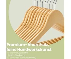 SONGMICS medinės pakabos, 10 vnt. rinkinys, pakabos iš masyvios medienos