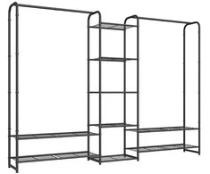Songmics Drabužių lentyna su lentynomis 29 x 183 x 158,4 cm matinės juodos spalvos