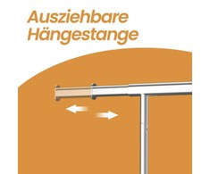 SONGMICS SONGMICS drabužių kabyklos su ratukais, tvirtos drabužių kabyklos, ištraukiamos drabužių pakabos