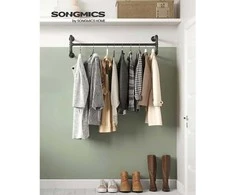 Songmics Drabužių pakaba, industrinio dizaino, 110x30x29.3 cm, juoda