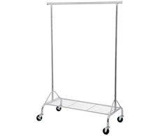 SONGMICS drabužių stovas su ratukais, 50 kg, reguliuojamas 110,5–150,5 cm, HSR02S